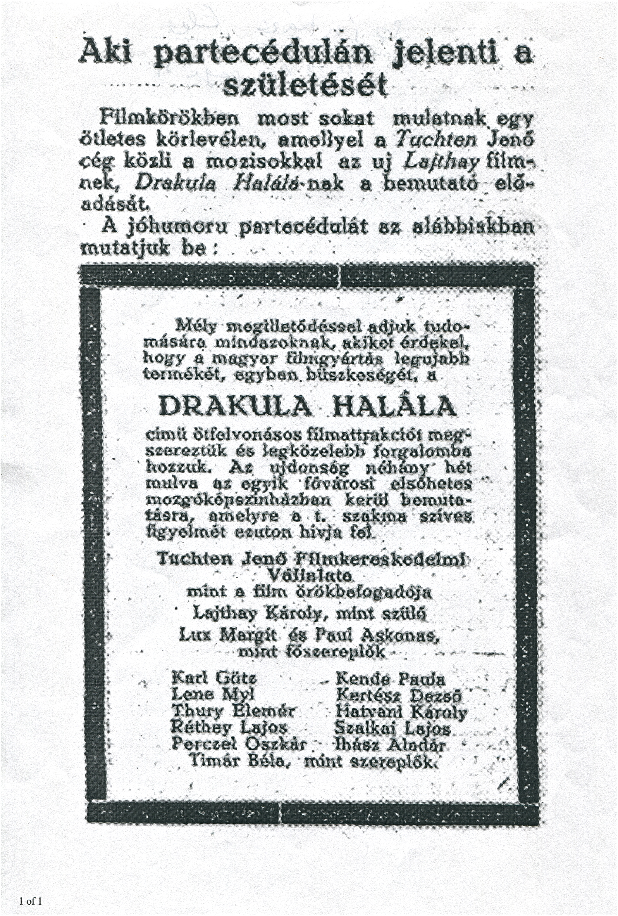 An ad from a trade journal promoting the film.